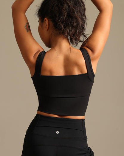 MOVING PEACH Women Sports Bra Soft Wide Shoulder Strap Colorblock Gym Top Breathable Fixed Bra Cups Pilates Yoga Dance Daily wear HBS(new)