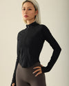 MOVING PEACH Women Sports Coat Slim Fit Yoga Fitness Jackets Full Zip Curved Shape Hem Running Long Sleeve ASR