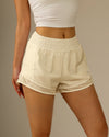 MOVING PEACH Women Sports Shorts High Waist Mesh Stitching Breathable Running With Inner Shorts BPB