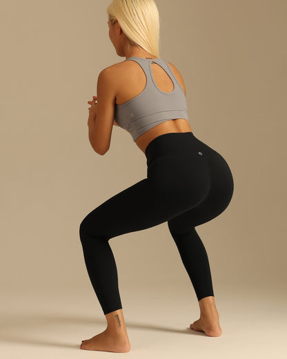 MOVING PEACH Women Compression Leggings A-line High Waist Cut Yoga Leggings Lycra Fabric Butt Lifting Pants Sports Fitness Daily wear BLB2