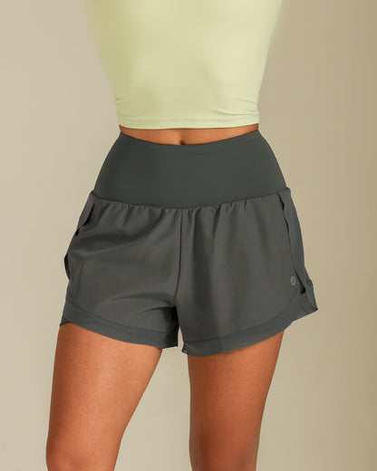 MOVING PEACH Sports Running Shorts High Waist Mesh Training Cycling Shorts with Pocket APG