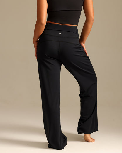 MOVING PEACH Women Wide-Leg Pants High waist Breathable Loose Sports Pants Outdoor Training Running Dance Daily Wear ELG