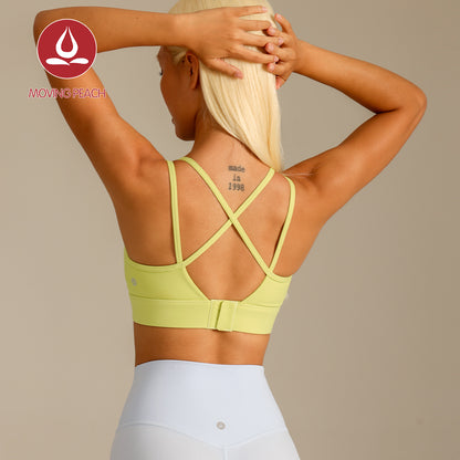 MOVING PEACH Women Sports bra High Support Beauty-back Fitness Top Soft Fixed Bra Cups Gym Training Dance wear ABO2