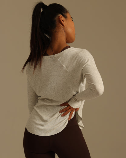 MOVING PEACH Women Sweatshirt Relaxed-Fit Boatneck Yoga Gym Long-Sleeve Shirt Breathable Sweat-wicking Side slits Top Running Dance Daily wear CSE