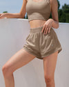 MOVING PEACH Women Sports Shorts High Waist Mesh Stitching Breathable Running With Inner Shorts BPB