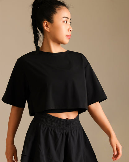 MOVING PEACH Women Sports T-shirts Relaxed Fit Breathable Yoga Crop Top Soft Classic crew neckline Running Short sleeves Fitness Dance Daily Wear ATL(new)