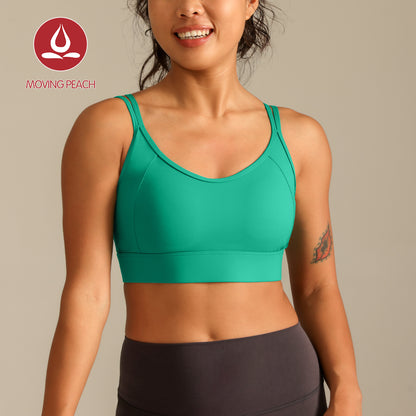 MOVING PEACH Women Sports bra High Support Beauty-back Fitness Top Soft Fixed Bra Cups Gym Training Dance wear ABO2