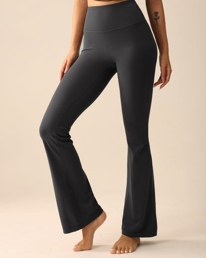 MOVING PEACH Women Flared Pants Buttery-Soft High-rise Yoga Pilates Dance Bell-bottoms with Back Drop-in Waistband Pocket CLL