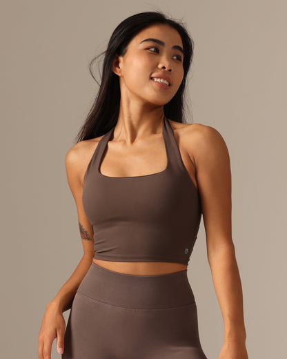 MOVING PEACH Women Halter Top Sexy Yoga Fitness Backless Top with Removable Pads BVS