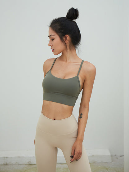 MOVING PEACH Sports bra Sexy Y-strap back design Pilates exercise Camisole top HBL2