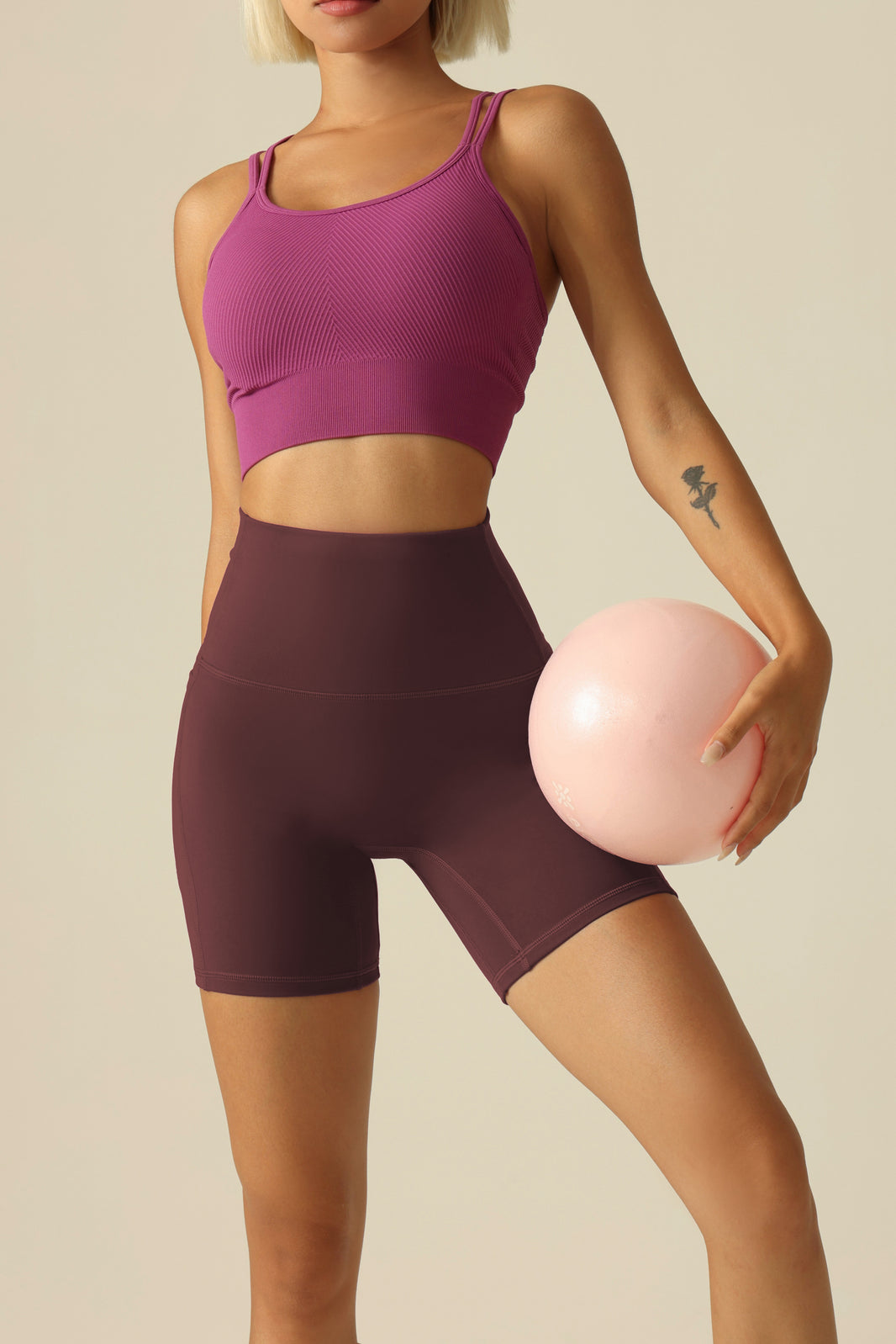 MOVING PEACH Women Cycling Shorts High Waist Hip-lifting Fitness Shorts Buttery Soft Breathable Running Shorts With Side Pockets APC