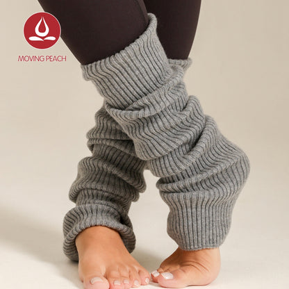 MOVING PEACH Wool Leg Warmers for Women Fall Winter Warm Wool-blend Cable Knit Yoga Leg Warmers Comfort Pilates Barre Ballet Daily wear