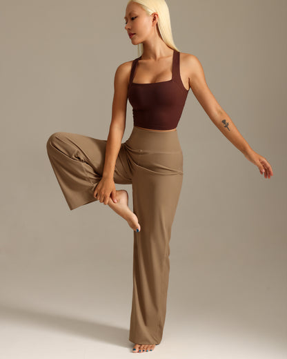 MOVING PEACH Women Wide-Leg Pants High waist Breathable Loose Sports Pants Outdoor Training Running Dance Daily Wear ELG