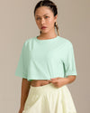 MOVING PEACH Women Sports T-shirts Relaxed Fit Breathable Yoga Crop Top Soft Classic crew neckline Running Short sleeves Fitness Dance Daily Wear ATL(new)