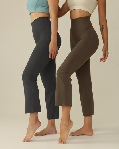 MOVING PEACH Women Yoga Flared Pants High-Rise Butt Lifting Sports Pilates Cropped Pants Breathable ACH