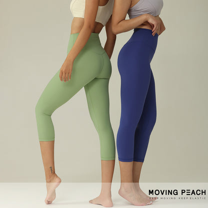 MOVING PEACH Capri Pants Yoga Pants High Waist Buttery Soft Fitness Cropped Pants With Pocket ACT