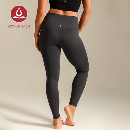 MOVING PEACH Women Sports Leggings Brushed High Rise Yoga Leggings Breathable Warm Fleece Fabric Tight Outdoor Daily wear BLB(brushed)