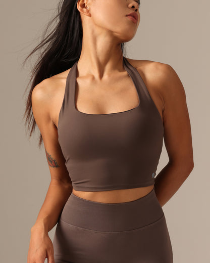 MOVING PEACH Women Halter Top Sexy Yoga Fitness Backless Top with Removable Pads BVS