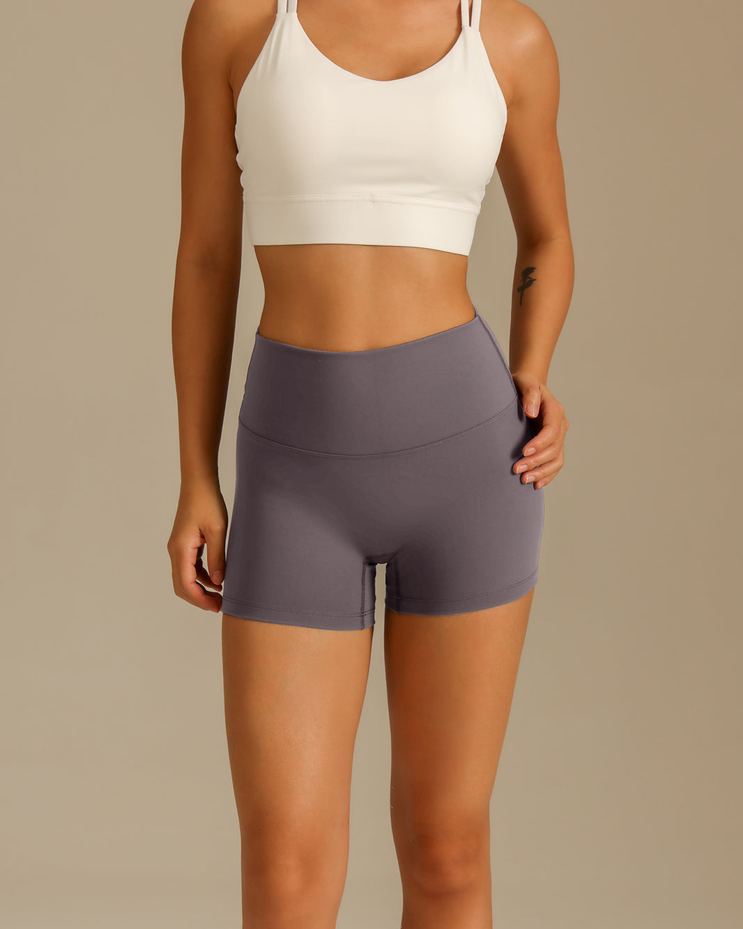 MOVING PEACH Women Yoga Shorts High-Rise Sweat-wicking Training Running Shorts BPK