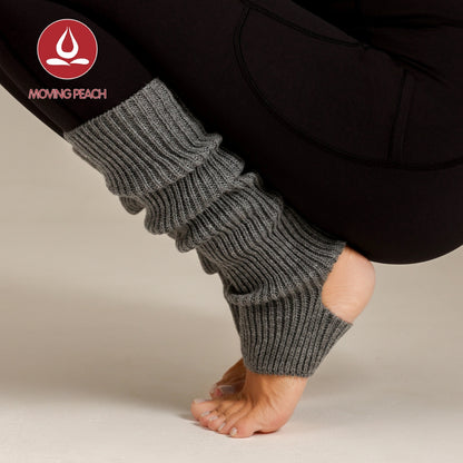 MOVING PEACH Footed Leg Warmers for Women Fall Winter Warm Knitted Ribbed Leg Warmers Elegance Comfort Yoga Pilates Barre Ballet Daily wear