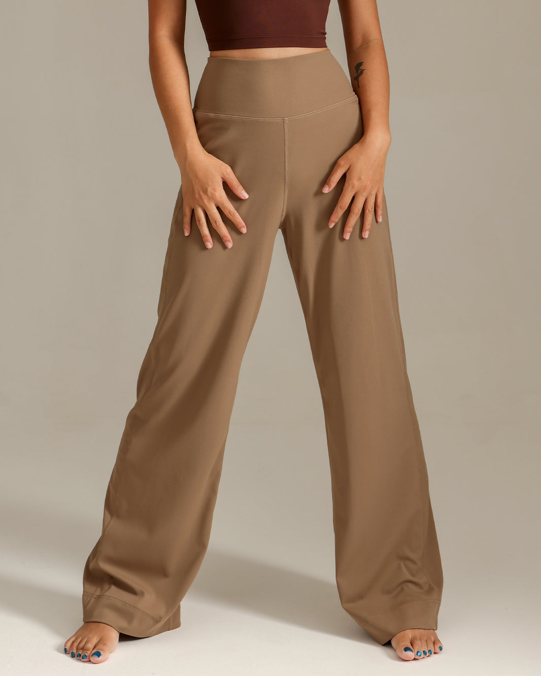 MOVING PEACH Women Wide-Leg Pants High waist Breathable Loose Sports Pants Outdoor Training Running Dance Daily Wear ELG