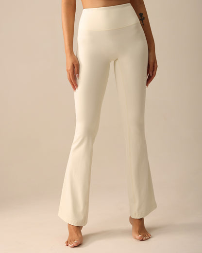 MOVING PEACH Women Flared Pants Buttery-Soft High-rise Yoga Pilates Dance Bell-bottoms with Back Drop-in Waistband Pocket CLL