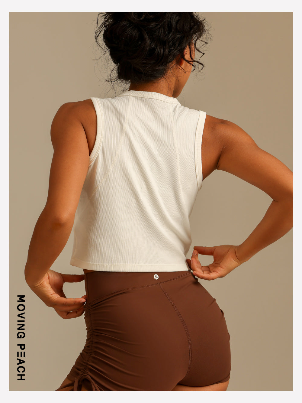 MOVING PEACH Women Sports Tank top Comfort Modal Button-front Ribbed Crop top Breathable Yoga Top Gym Running Dance Daily wear AVK