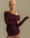 MOVING PEACH Women Sweatshirt Relaxed-Fit Boatneck Yoga Gym Long-Sleeve Shirt Breathable Sweat-wicking Side slits Top Running Dance Daily wear CSE