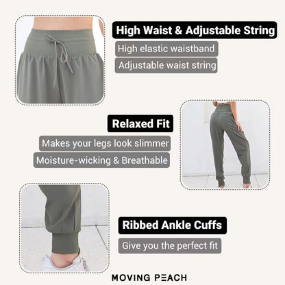 MOVING PEACH Women Jogger Pants High-Rise Full Length Sports Bottom S-XL DLD