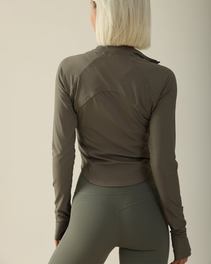 MOVING PEACH Women Sports Coat Slim Fit Yoga Fitness Jackets Full Zip Curved Shape Hem Running Long Sleeve ASR