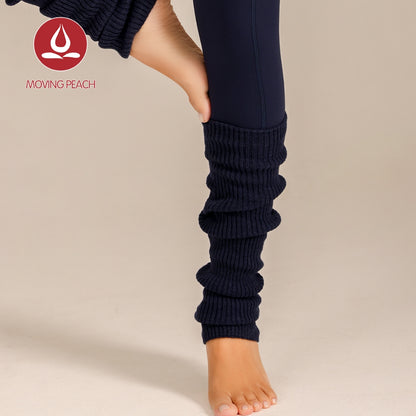 MOVING PEACH Wool Leg Warmers for Women Fall Winter Warm Wool-blend Cable Knit Yoga Leg Warmers Comfort Pilates Barre Ballet Daily wear