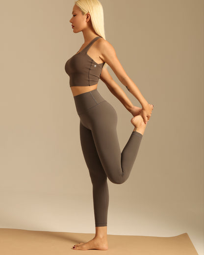 MOVING PEACH Women Compression Leggings A-line High Waist Cut Yoga Leggings Lycra Fabric Butt Lifting Pants Sports Fitness Daily wear BLB2