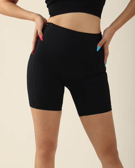 MOVING PEACH Women Cycling Shorts High Waist Hip-lifting Fitness Shorts Buttery Soft Breathable Running Shorts With Side Pockets APC