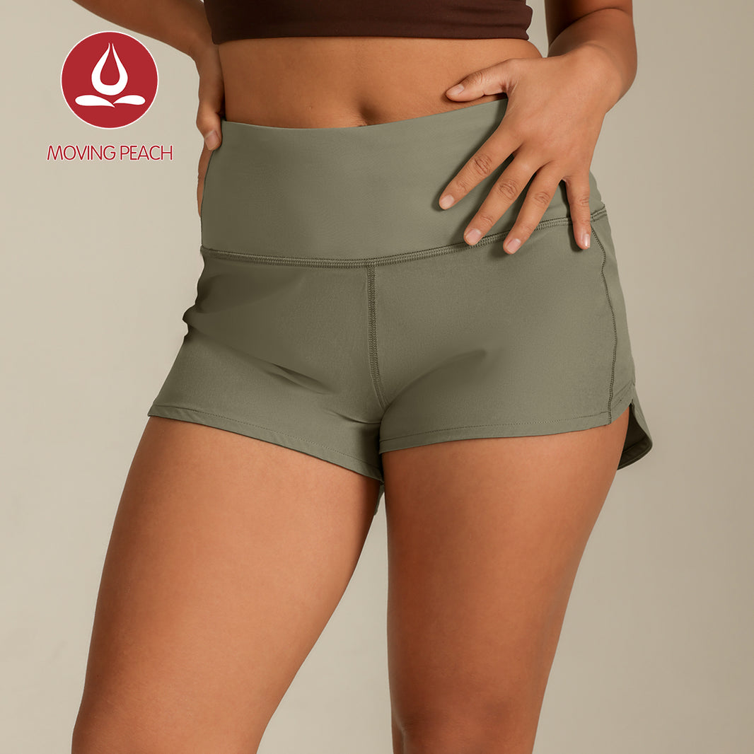 MOVING PEACH Women Sports Shorts High Waist Adjustable Waist String Cycling Shorts Comfort Gym Running Daily wear APR(new)