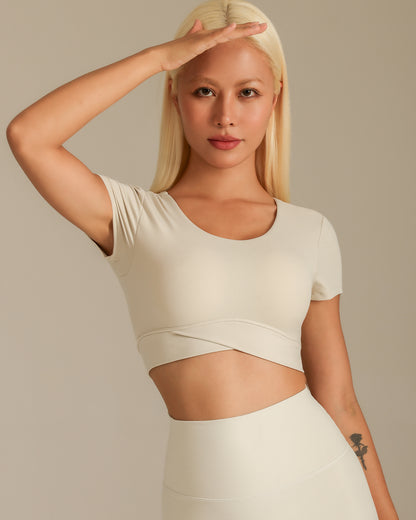 MOVING PEACH Women Sports T-shirts Slim Fit Yoga Top Breathable Comfort Removable Bra Cups Gym Pilates Dance Daily wear CTU2