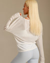 MOVING PEACH Women Yoga Longsleeve Relaxed-Fit Large U-neck Sweatshirt Pilates Dance Sports Daily wear ASO