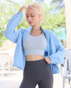 MOVING PEACH Windbreaker women Outdoors Sports Mock Neck Lightweight Windbreaker Jacket Loose Running Adjustable Hem Full-Zip Jackets BSJ