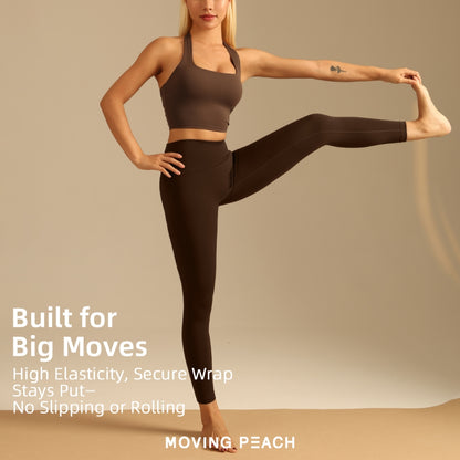 MOVING PEACH Women Compression Leggings High Waist Quick-drying Sports Pants Breathable Fitness Training Leggings HLL3