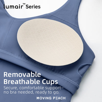 MOVING PEACH Women Sports Tank top Comfort Wide Shoulder Straps Yoga Top Breathable Removable Bra Cups Crop Top Fitness Running Dance Daily Wear AVV(lumair)