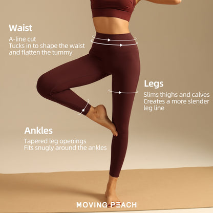 MOVING PEACH Women Compression Leggings High Waist Quick-drying Sports Pants Breathable Fitness Training Leggings HLL3