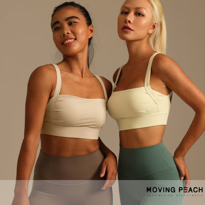 MOVING PEACH Women Sports Bra Beauty-back Yoga Pilates Bra Comfort Removable Bra Cups With Back Buckle Gym Dance Daily Wear CBB2