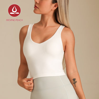 MOVING PEACH Yoga Tank Bra Sports Fitness Crop Top With Removable Pads AVV
