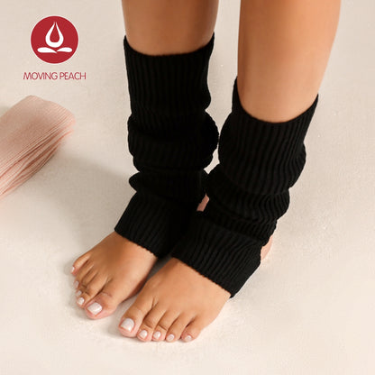 MOVING PEACH Footed Leg Warmers for Women Fall Winter Warm Knitted Ribbed Leg Warmers Elegance Comfort Yoga Pilates Barre Ballet Daily wear