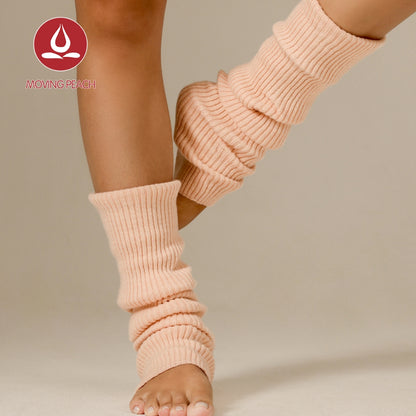 MOVING PEACH Wool Leg Warmers for Women Fall Winter Warm Wool-blend Cable Knit Yoga Leg Warmers Comfort Pilates Barre Ballet Daily wear