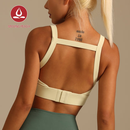 MOVING PEACH Women Sports Bra Beauty-back Yoga Pilates Bra Comfort Removable Bra Cups With Back Buckle Gym Dance Daily Wear CBB2