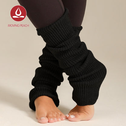 MOVING PEACH Wool Leg Warmers for Women Fall Winter Warm Wool-blend Cable Knit Yoga Leg Warmers Comfort Pilates Barre Ballet Daily wear