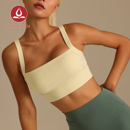 MOVING PEACH Women Sports Bra Beauty-back Yoga Pilates Bra Comfort Removable Bra Cups With Back Buckle Gym Dance Daily Wear CBB2