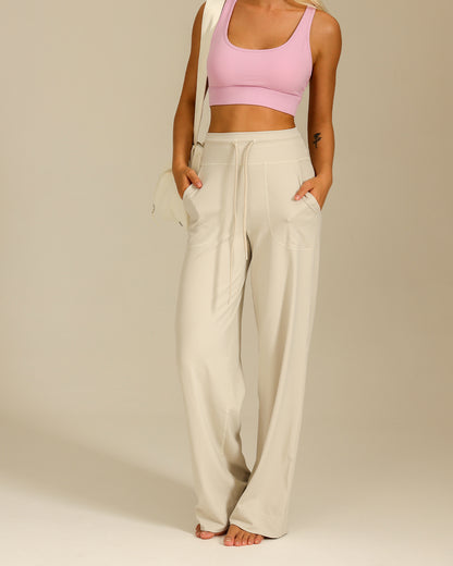 MOVING PEACH Women High-Rise Wide-Leg Pants Comfortable Adjustable Waist String Loose Sports Pants With Pockets ELC3 ELC(wide)