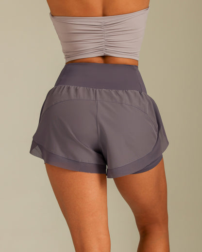 MOVING PEACH Sports Running Shorts High Waist Mesh Training Cycling Shorts with Pocket APG