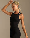 MOVING PEACH Sports Tank Top High Neck 2-in-1 Illusion Soft Pilates Yoga Top Body-skimming Fit Shockproof Removable Bra Cups Running Dance Gym Daily Wear AVD